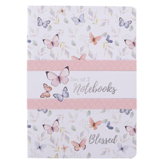 Blessed Pink Butterfly 3-Piece Large Notebook Set - John 1:16