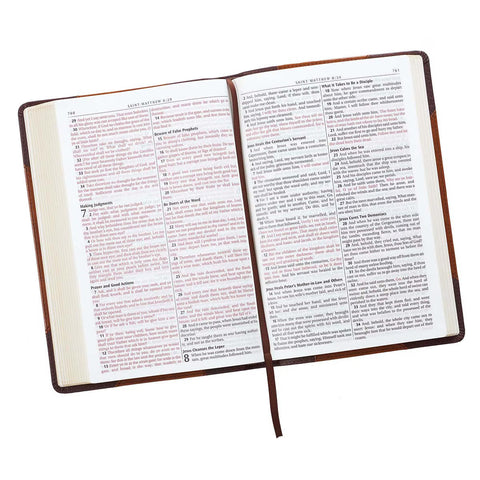Two-tone Brown Faux Leather Large Print Thinline King James Version Bible