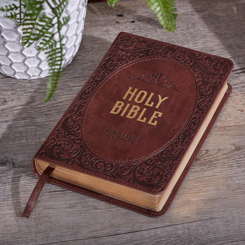 Chestnut Brown Faux Leather Compact King James Version Bible