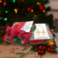 (Gift-wrapped) Amazing Grace Cross Earrings - Gold