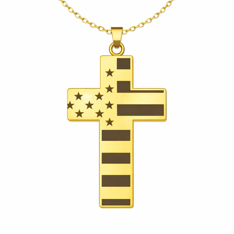 American Flag Cross Necklace