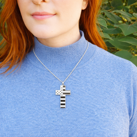American Flag Cross Necklace