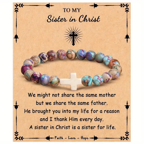 My Sister In Christ Natural Stone Bracelet