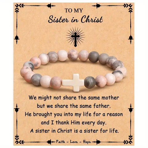 My Sister In Christ Natural Stone Bracelet