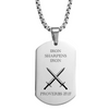 Image of Iron Sharpens Iron Dog Tag Necklace: Proverbs 27:17 (Ships 2-29-24)