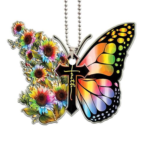 Faith Butterfly Key Chain, Rearview Mirror Ornament - God's Promise