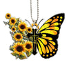 Image of Faith Butterfly Key Chain, Rearview Mirror Ornament - Sunflower