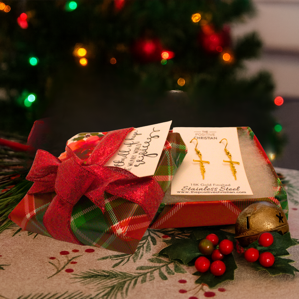 (Gift-wrapped) Faith Cross Earrings - Gold