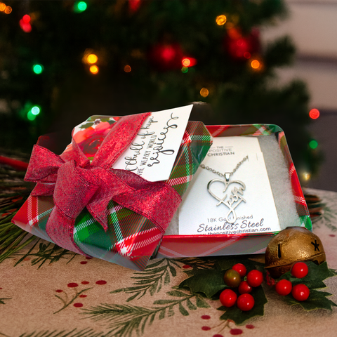 (Gift-wrapped) Faith Heart Necklace - Silver