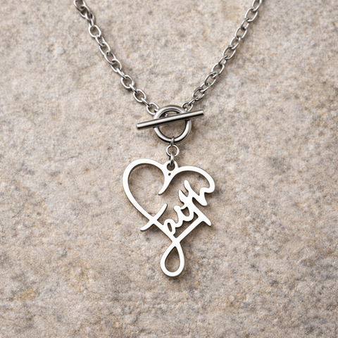 Faith Heart Toggle Necklace