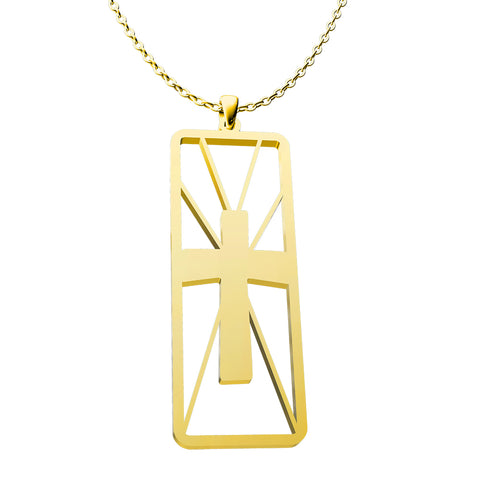 Geometric Cross Necklace (Ships by 10-29-24)