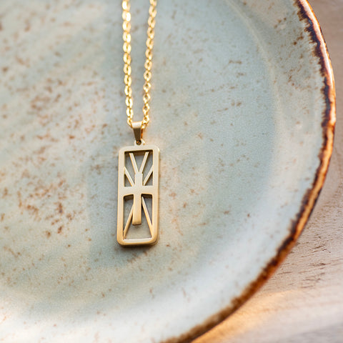 Geometric Cross Necklace (Ships by 10-29-24)