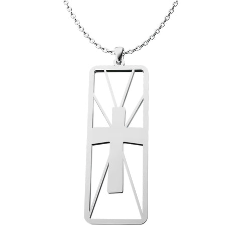 Geometric Cross Necklace (Ships by 10-29-24)