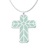 Image of Geometric Enamel Cross Necklace - Sage (Ships around 03-25-25)