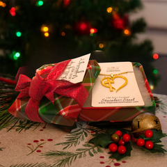 (Gift-wrapped) Heart Cross Necklace - Gold