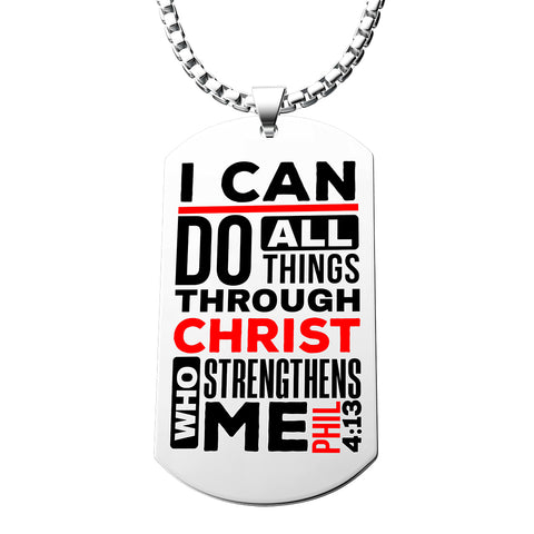 I Can Do All Things Dog Tag Necklace (Ships around 03-25-25)