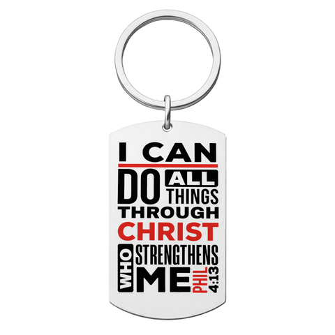 I Can Do All Things Dog Tag Key Chain