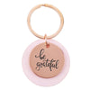Image of Be Grateful Rose Gold Key Ring with Soft Pink Disc