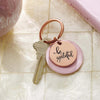 Image of Be Grateful Rose Gold Key Ring with Soft Pink Disc