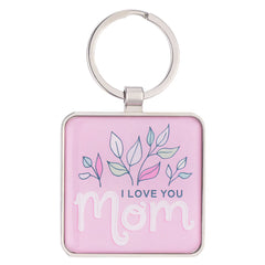 I Love You Mom Pink Epoxy-coated Metal Keychain - 1 Corinthians 13:4