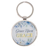 Image of Grace Upon Grace Indigo Rose Gold Metal Epoxy-coated Keychain - John 1:16