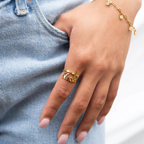 Blessed + Cross Adjustable Ring