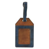 Image of Strong and Courageous Butterscotch and Navy Faux Leather Luggage Tag - Joshua 1:9