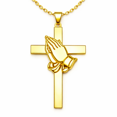 Praying Hands Cross Necklace