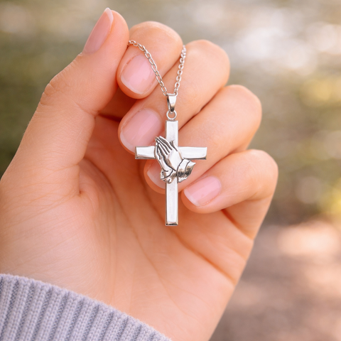 Praying Hands Cross Necklace