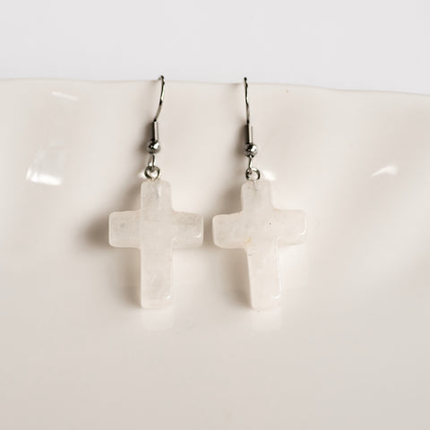 Stone Cross Earrings (Ships around 03-25-25)