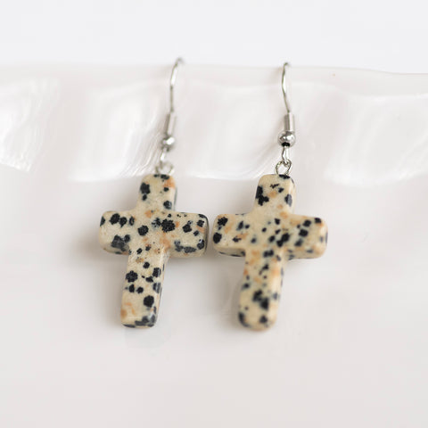 Stone Cross Earrings (Ships around 03-25-25)