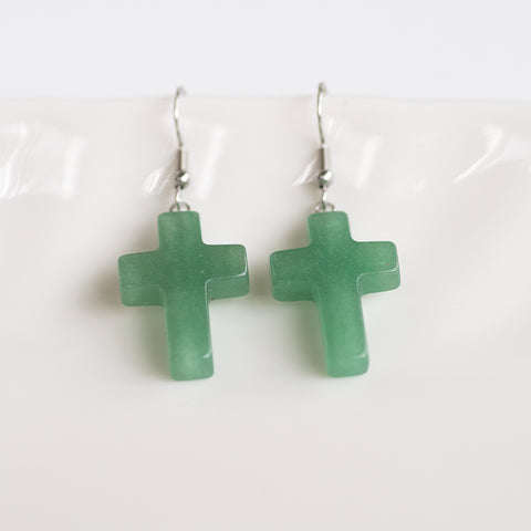 Stone Cross Earrings (Ships around 03-25-25)