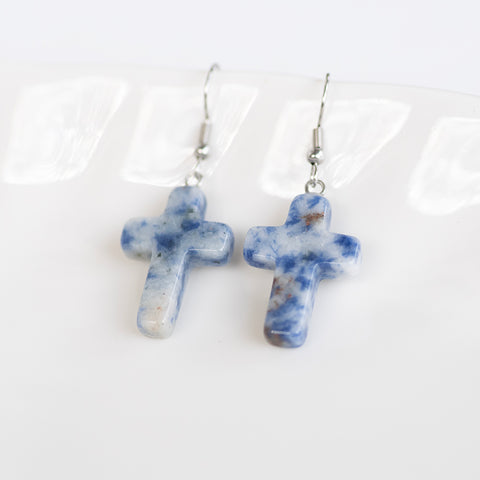 Stone Cross Earrings (Ships around 03-25-25)