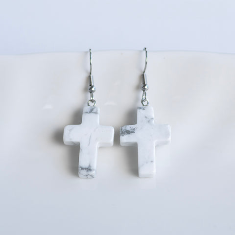 Stone Cross Earrings (Ships around 03-25-25)