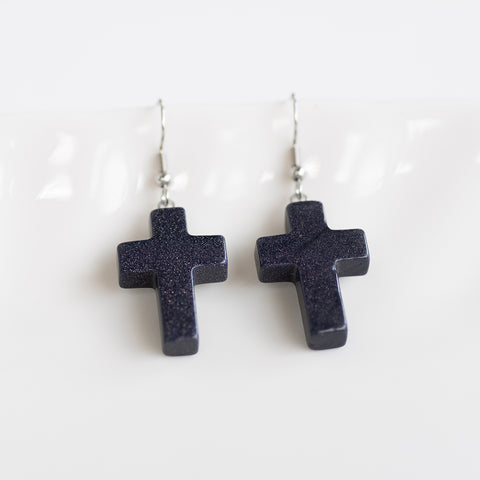 Stone Cross Earrings (Ships around 03-25-25)