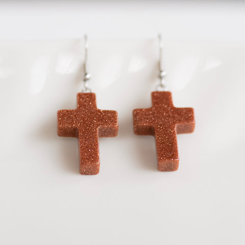 Stone Cross Earrings (Ships around 03-25-25)