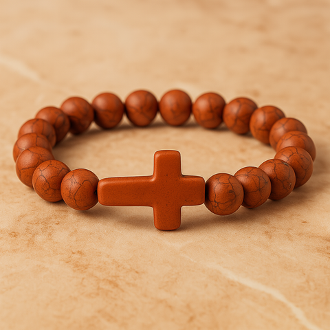 Stone Cross Bracelet - Auburn