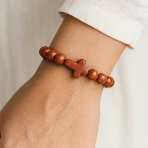 Stone Cross Bracelet - Auburn
