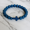 Image of Stone Cross Bracelet - Blue
