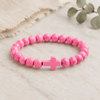 Image of Stone Cross Bracelet - Pink (Ships on or around 8-31-26)