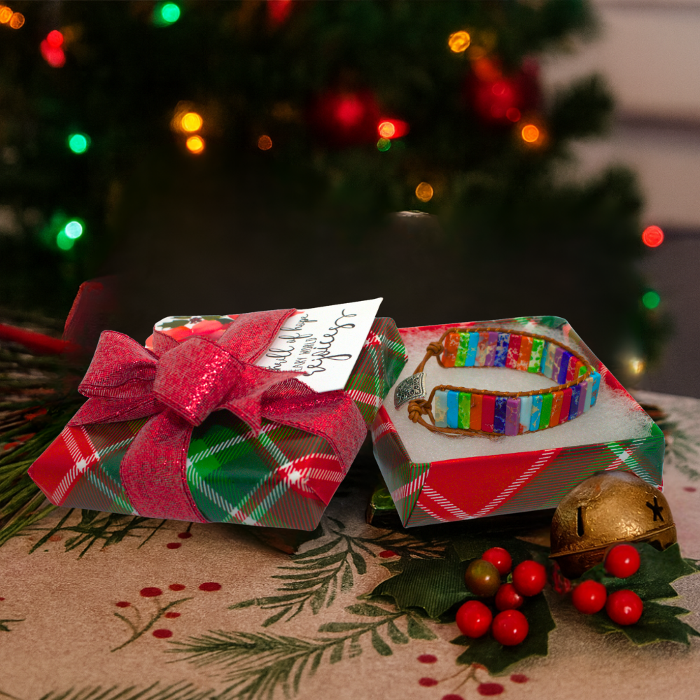 (Gift-wrapped) The Promise Bracelet (Leather + Natural Stones)