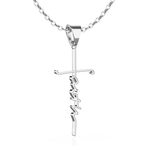 925 Sterling Silver Petite Faith Cross Necklace