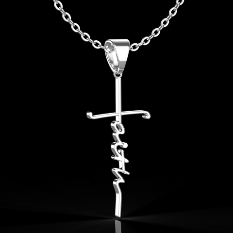 925 Sterling Silver Petite Faith Cross Necklace