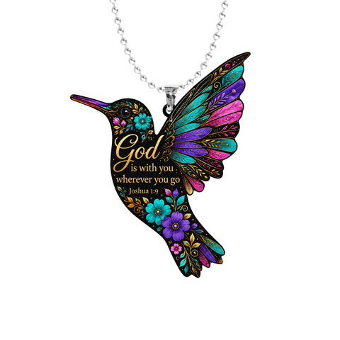 God Is With You Hummingbird Rearview Mirror Ornament