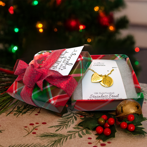 (Gift-wrapped) Woman at the Well Circle + Heart Pendant Necklace - Gold