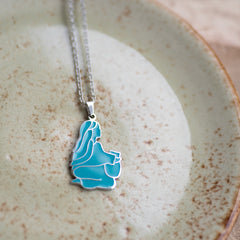 Woman at the Well Teal Enamel Pendant Necklace