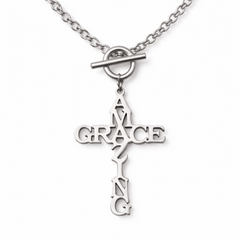 Amazing Grace Cross Toggle Necklace (Ships on or around 4-24-26)