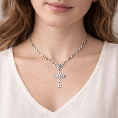 Amazing Grace Cross Toggle Necklace