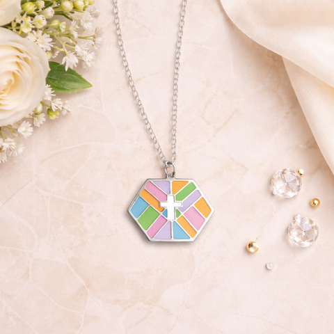 Multi-Color Hexagon Enamel Necklace