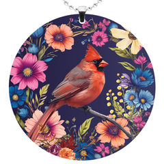 (Floral) Cardinal Rearview Mirror Ornament